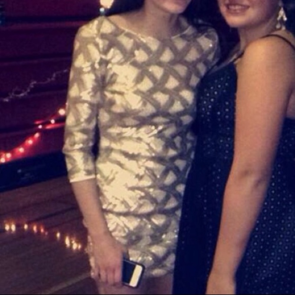 Gold/White Short Homecoming Dress